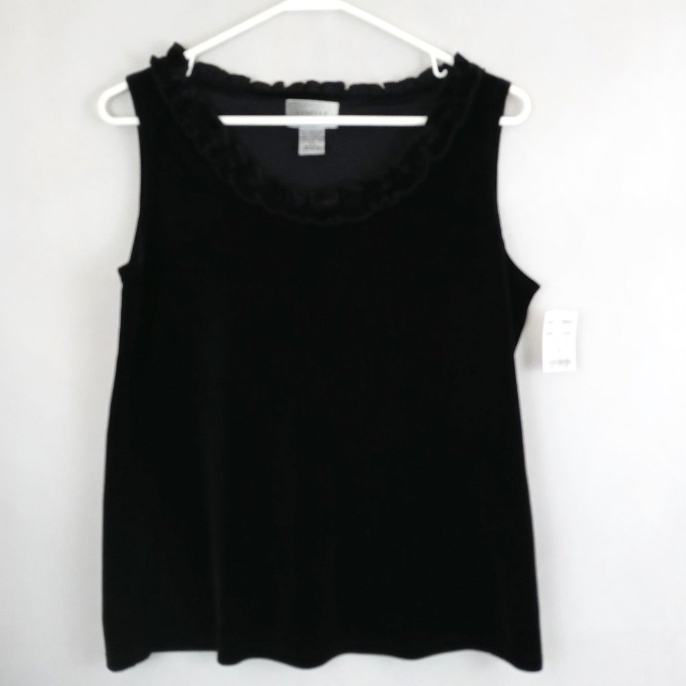 NWT Sybelle Petite Black Velvet Blouse Size PM